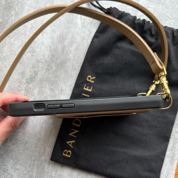 Bandolier Donna Crossbody Phone Case in Tan/ Gold for iPhone 13 - Picture 3 of 3